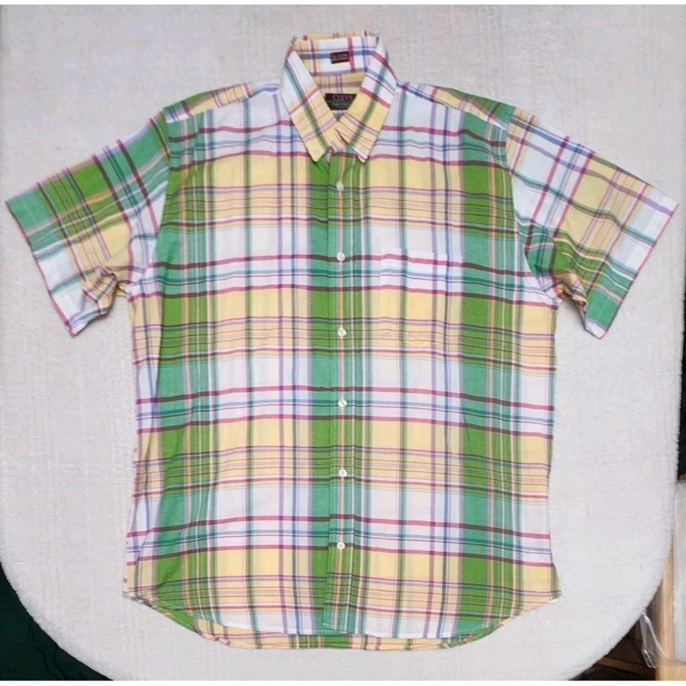 Vintage Cleve Shirtmakers Shirt Mens Large Plaid Button Down Short Sleeve